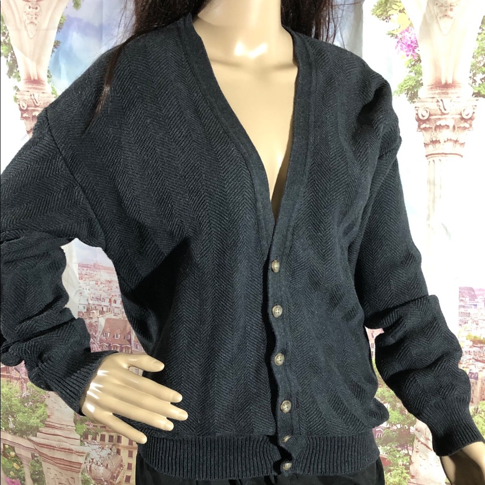 Roundtree & Yorke Charcoal Gray Cardigan Med🧵